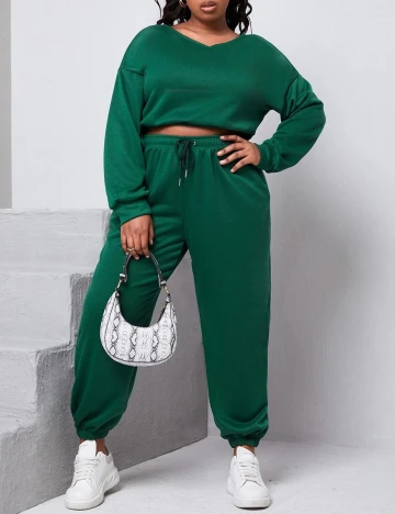 Compleu SHEIN CURVE, verde, 2XL Verde