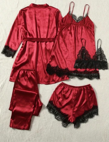 Set pijama SHEIN, rosu, S Rosu