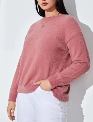 Pulover SHEIN CURVE, roz, 3XL Roz