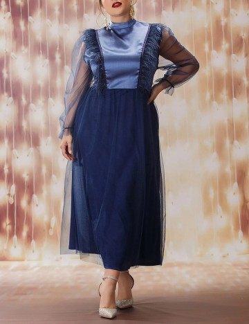 Rochie Lunga SHEIN CURVE, albastru, 4XL