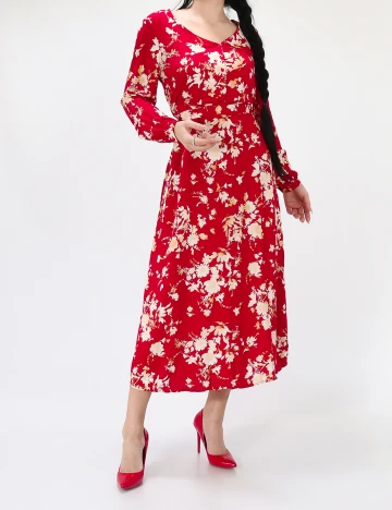 Rochie medie Pieces, rosu, S