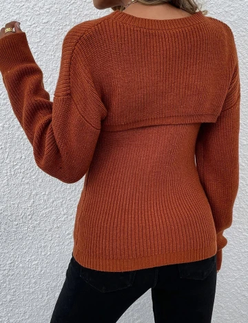 Set top si maiou SHEIN, caramiziu, S Maro