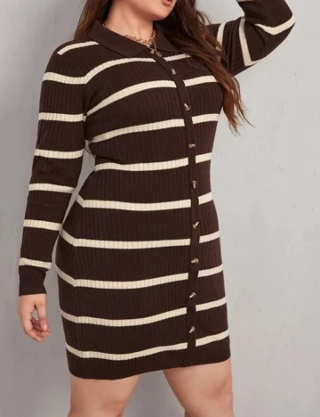 Rochie scurta SHEIN CURVE, maro, 1 XL Maro