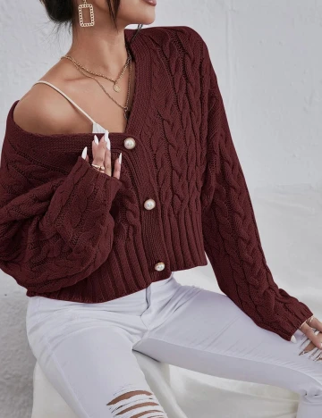 Cardigan SHEIN, visiniu, S Rosu
