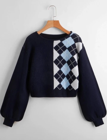 Pulover SHEIN, bleumarin, S Albastru