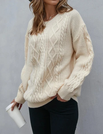 Pulover SHEIN, crem, M Crem