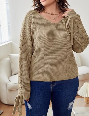 Pulover SHEIN CURVE, maro, 2XL