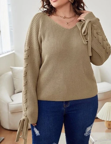 Pulover SHEIN CURVE, maro, 2XL