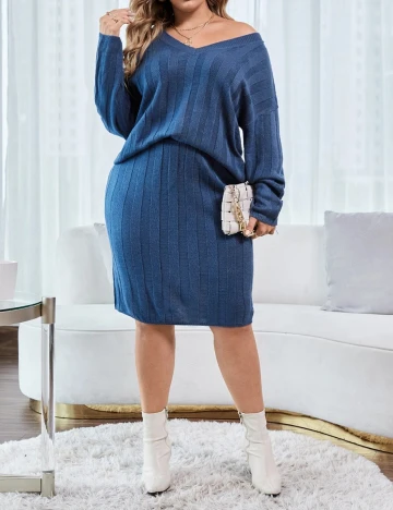 Compleu SHEIN CURVE, albastru, 3XL Albastru