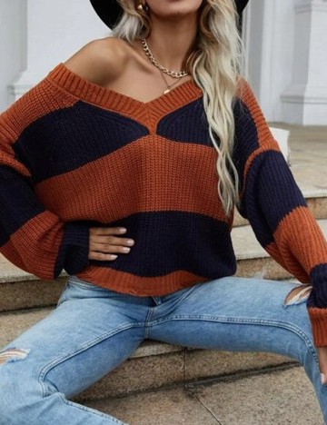 Pulover SHEIN, negru/maro, S