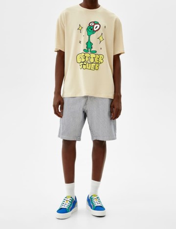 Tricou Bershka, bej, M