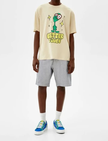 Tricou Bershka, bej, M