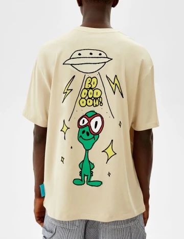 Tricou Bershka, bej, M