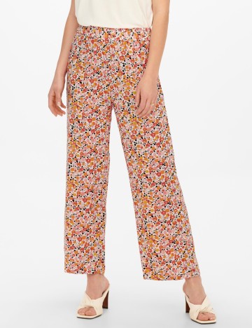 Pantaloni Jacqueline de Yong, portocaliu/alb, 38