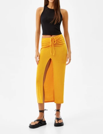 Fusta Bershka, galben, XL