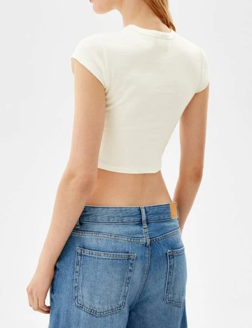 Top Bershka, alb, M Alb