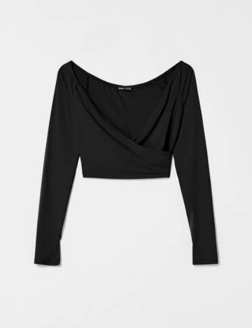 Top Bershka, negru, S Negru