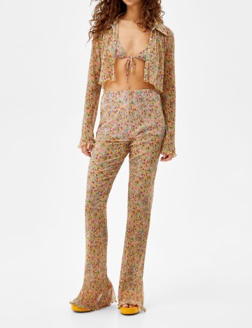 
						Pantaloni Bershka, floral, L