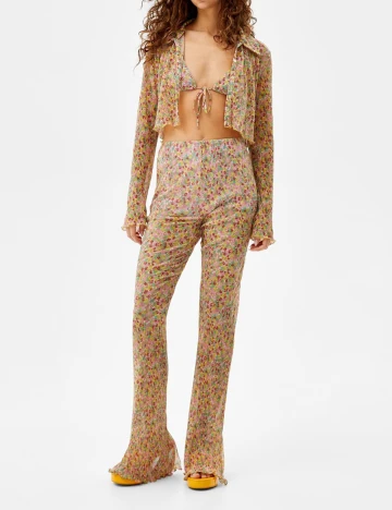 Pantaloni Bershka, floral, L