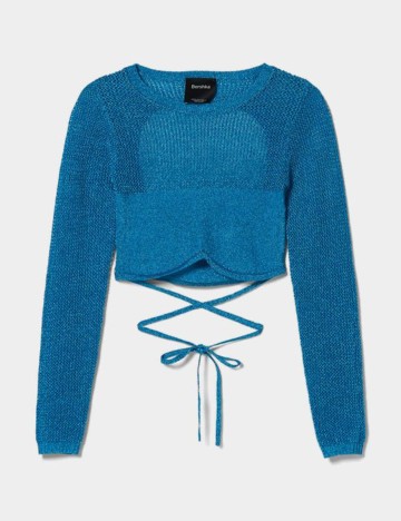 Top Bershka, albastru, M