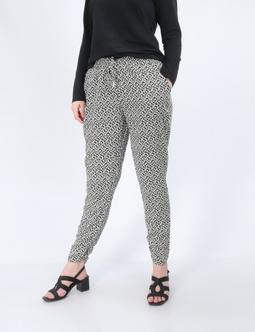 
						Pantaloni Hailys, alb-negru, S