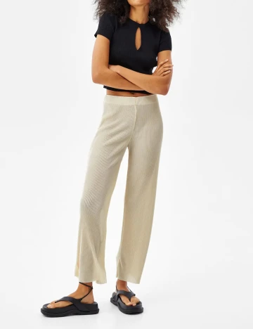 Pantaloni Bershka, ecru, L