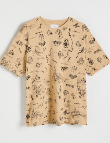 Tricou Reserved, crem, M