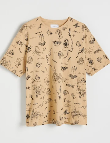 Tricou Reserved, crem, M