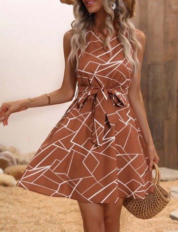 Rochie scurta SHEIN, maro, S