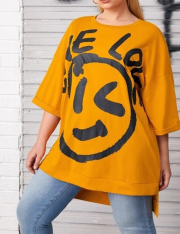 Tricou SHEIN CURVE, mustar, 0 XL