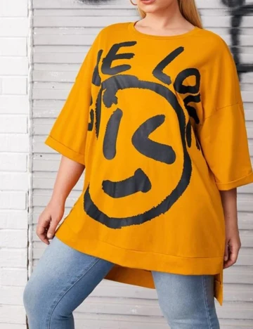 Tricou SHEIN CURVE, mustar, 0 XL