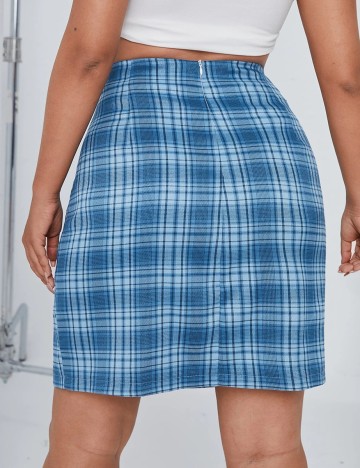 Fusta SHEIN CURVE, albastru, 1 XL