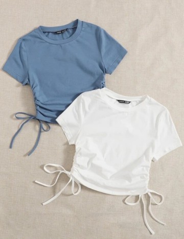 Set topuri SHEIN CURVE, alb/bleumarin, 1 XL