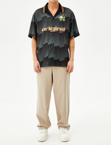 Camasa Bershka, gri/negru