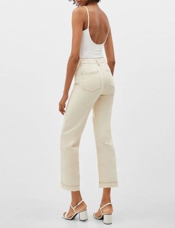 Pantaloni Bershka, crem, 34