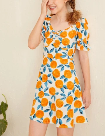 Rochie Shein Kids, alb/portocaliu, 14 ANI