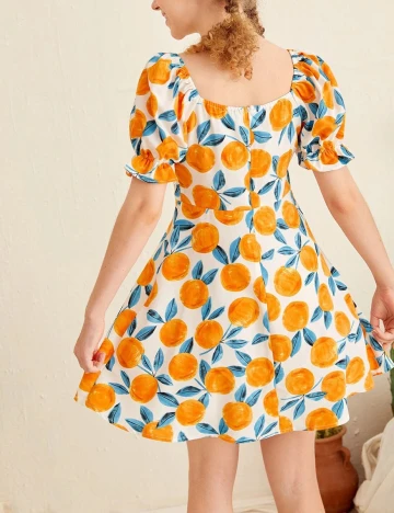 Rochie Shein Kids, alb/portocaliu, 14 ANI