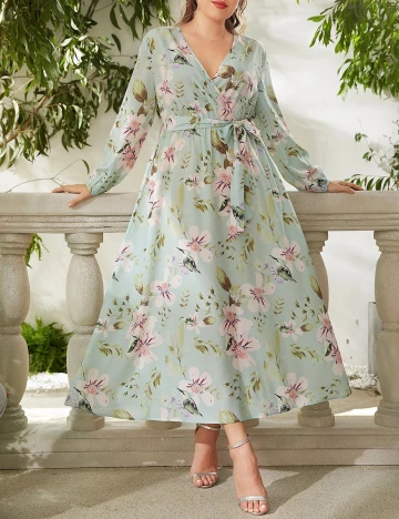 Rochie lunga SHEIN CURVE, verde, 1 XL Verde