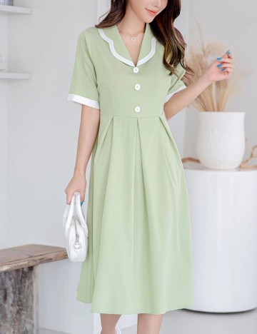 Rochie medie Dazy, verde, M