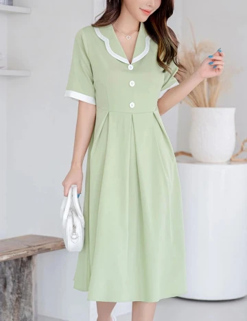 Rochie medie Dazy, verde, M