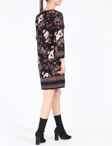 Rochie medie Happy Holly, negru floral, 40/42
