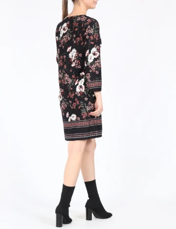 Rochie medie Happy Holly, negru floral, 40/42