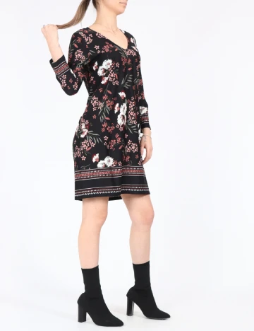 Rochie medie Happy Holly, negru floral, 40/42