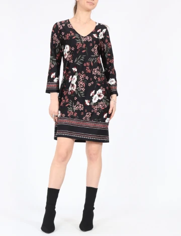Rochie medie Happy Holly, negru floral, 40/42