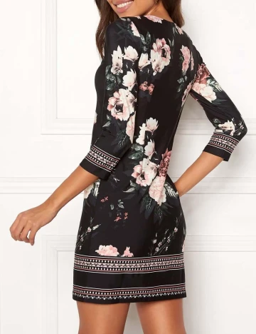 Rochie Scurta Happy Holly, negru floral, 32/34