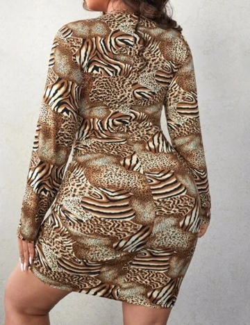 Rochie scurta SHEIN CURVE, maro, 4XL Maro