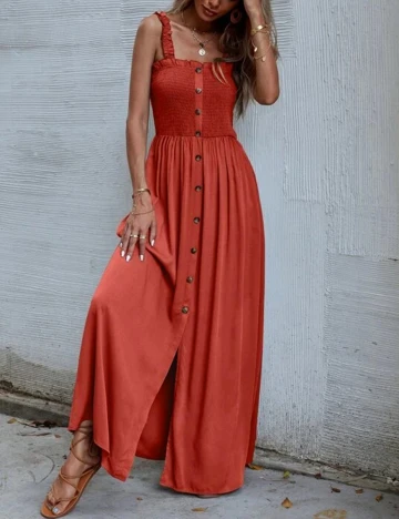 Rochie Lunga SHEIN, caramiziu, S Rosu