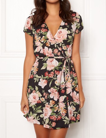 Rochie scurta BUBBLEROOM, negru floral, 38