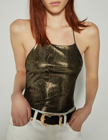 Body Bershka, negru/auriu, L