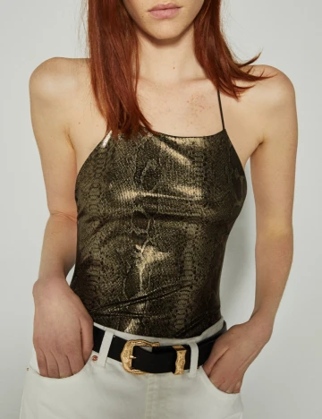 Body Bershka, negru/auriu, L